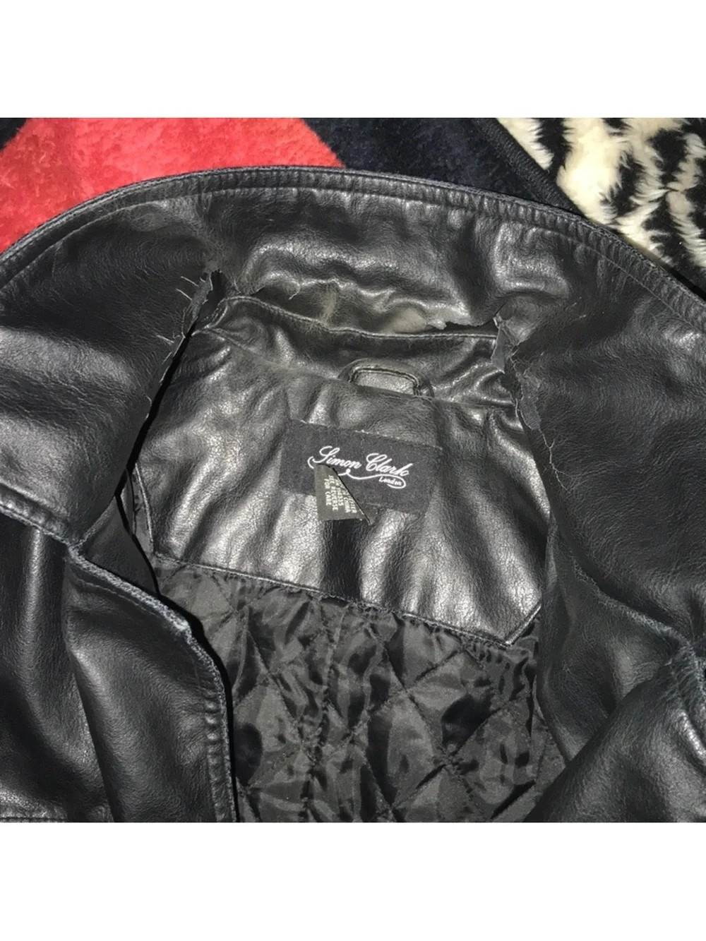 Simon Clark London large Black Button-Front Coat damaged around collar